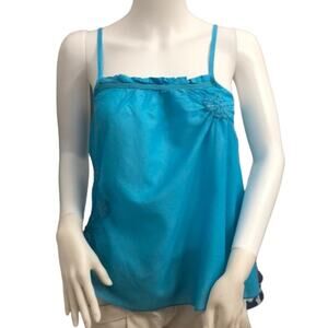 Da Nang Turquoise Silk Blend Tank Top Blouse XS New